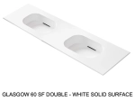 Plan double vasques système d’évacuation discret L 50 à 201 x P 40 à 51 cm, finition lisse mate, 10 couleurs, Résine Anti-bactérien Akrytan® teinté dans la masse, Livraison Offerte